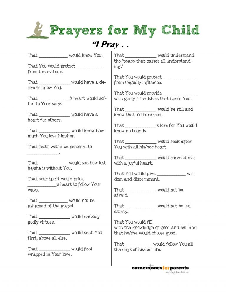 Free Christian Parenting Printables | Cornerstones for Parents